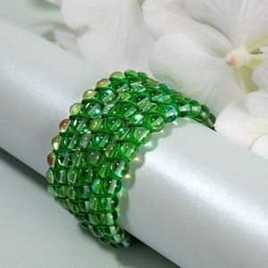 Iridescent Green Double Macrame Adjustable Galaxy Glass NOGU Bracelet